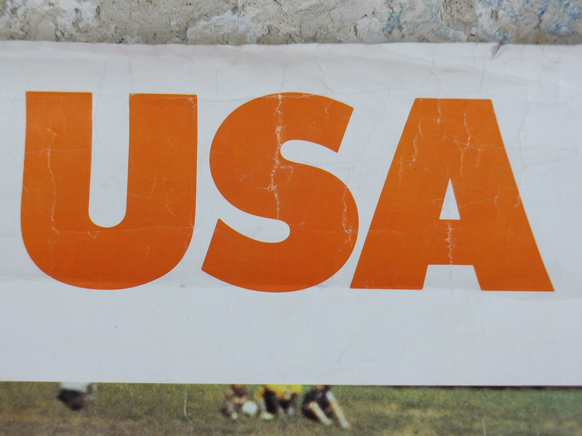 1970s Air Canada to USA Poster, Football Gridiron player, United States of America, sports, tourism vacation wall art decor