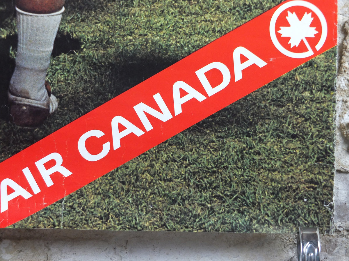 1970s Air Canada to USA Poster, Football Gridiron player, United States of America, sports, tourism vacation wall art decor