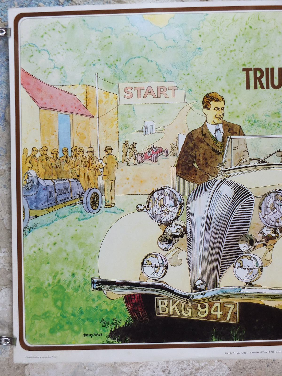 1973 Triumph 1938 Dolomite Poster, from dealer showroom 50 years golden anniversary by Barry Lowe, art deco, sports car, wall art decor
