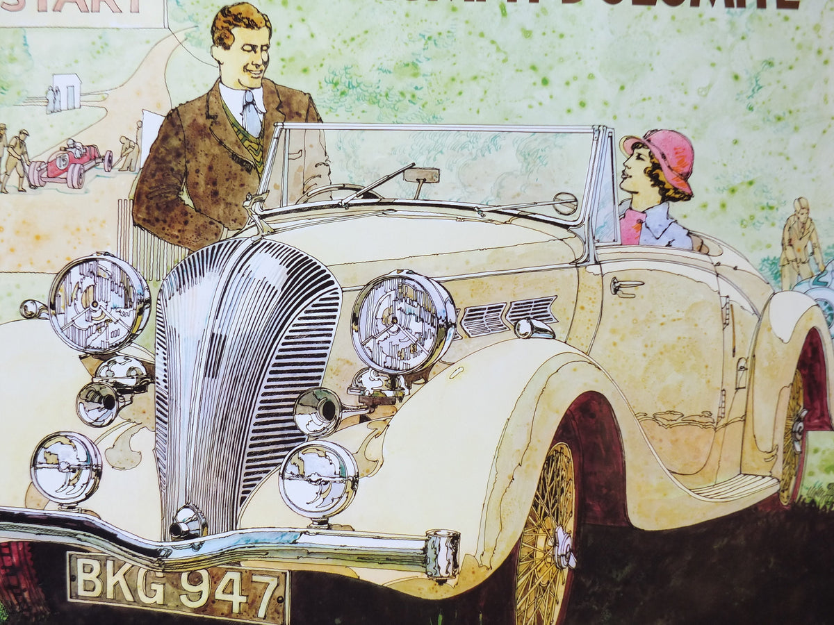 1973 Triumph 1938 Dolomite Poster, from dealer showroom 50 years golden anniversary by Barry Lowe, art deco, sports car, wall art decor