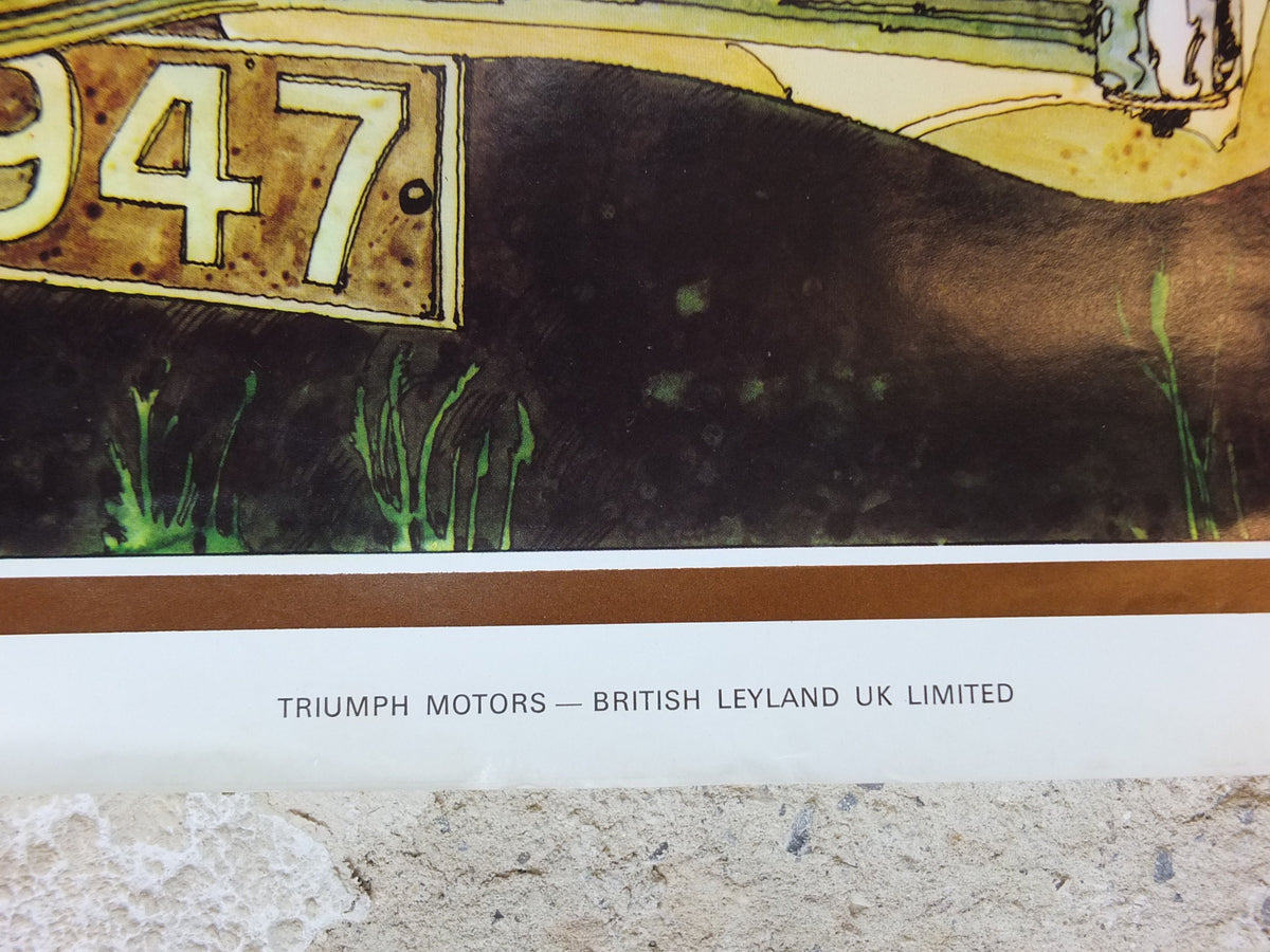 1973 Triumph 1938 Dolomite Poster, from dealer showroom 50 years golden anniversary by Barry Lowe, art deco, sports car, wall art decor