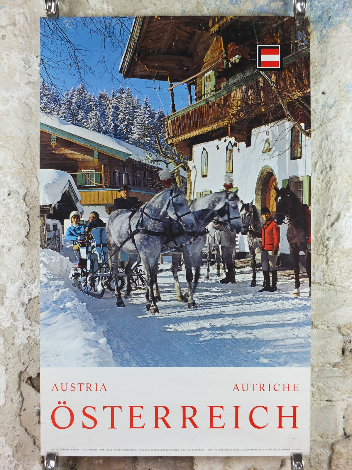 1970s Austrian Ski Resort Poster, St Johann in Tyrol, published by Austrian Federal Government, travel tourism skiing, wall art decor, 1970s