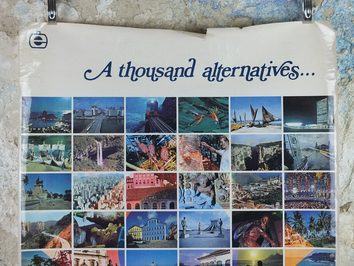1970s Brazil Travel Poster, montage of sights from Brazil, Brazilian Tourist Authority, travel tourism, advertising print, wall art decor