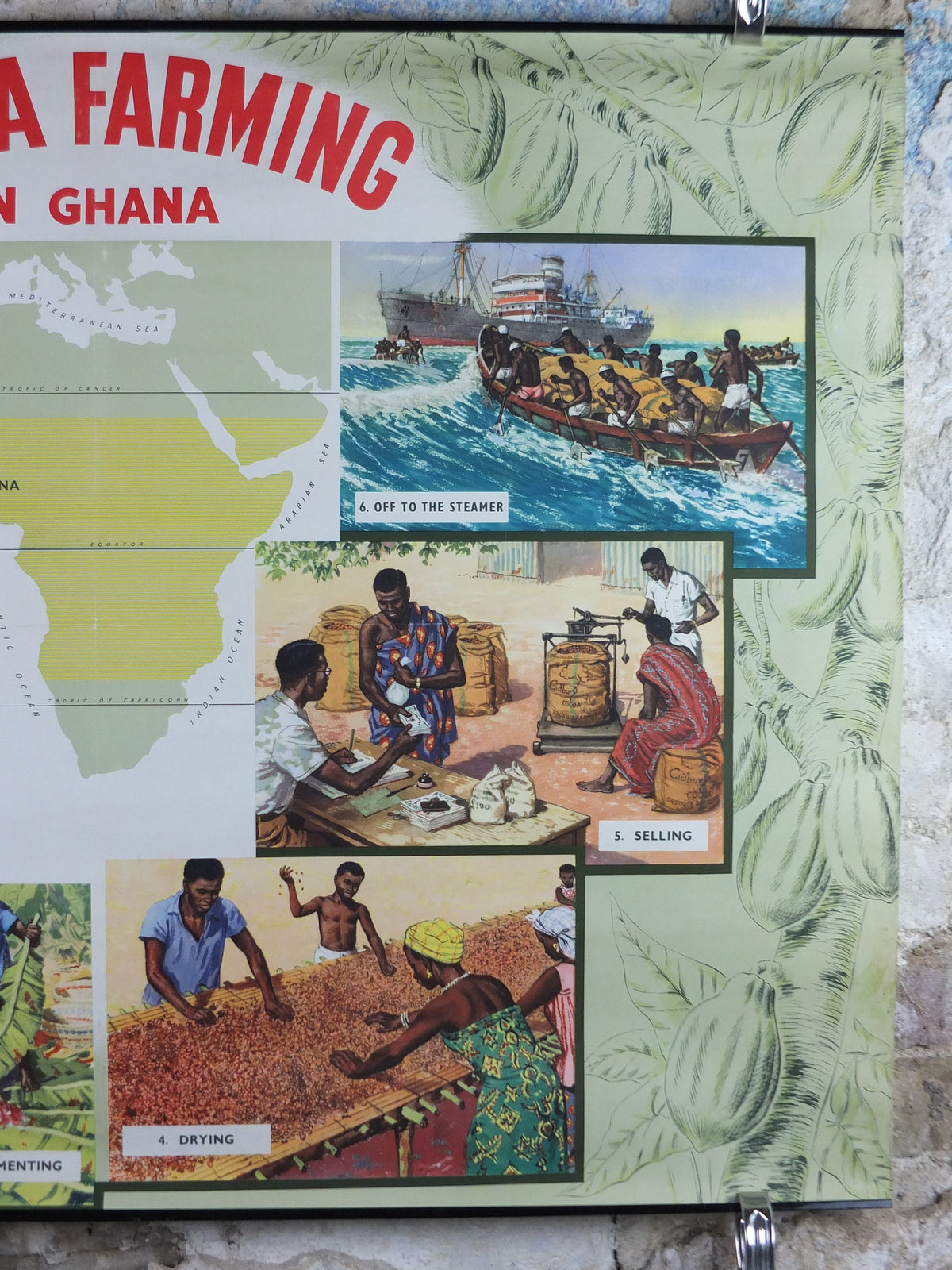 Original 1960s Cocoa Farming in Ghana Poster, Cadbury Chocolate, Cadburys Advertising, wall art retro decor