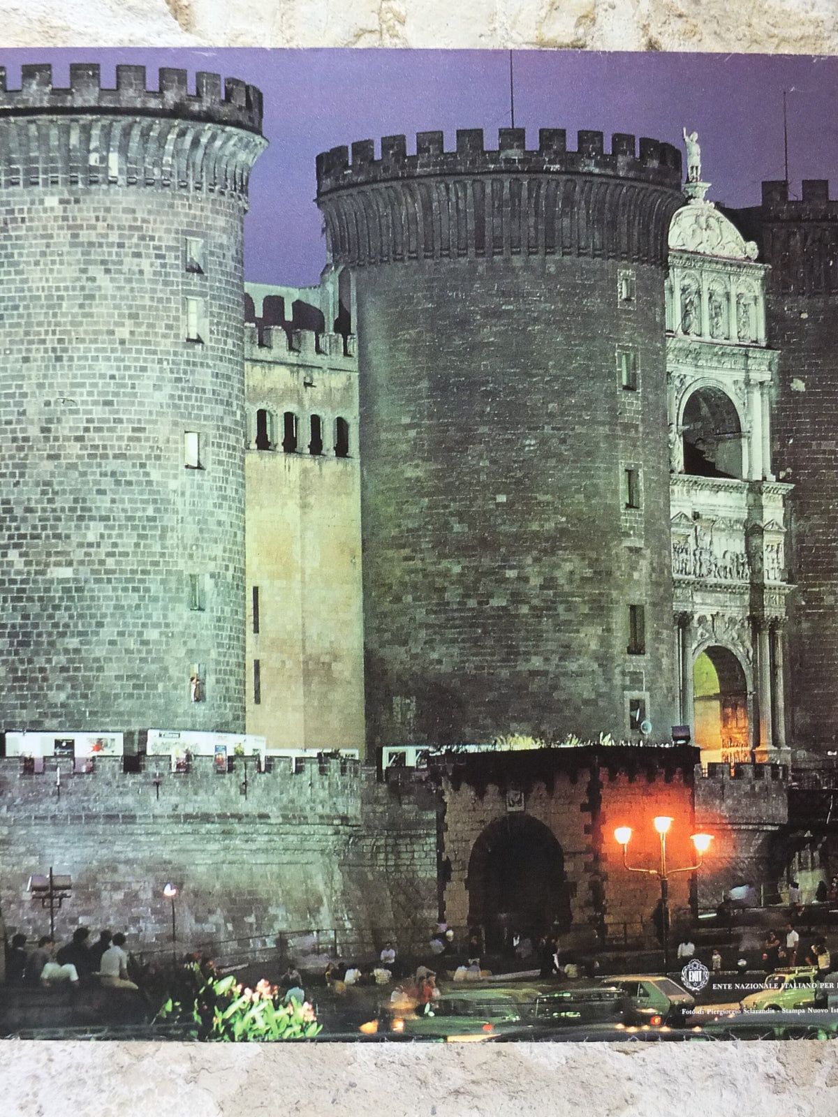 1980s Naples Travel Poster, Castel Nuovo, Napoli, Vintage Italian, Italy travel tourism, holiday vacation, wall art decor