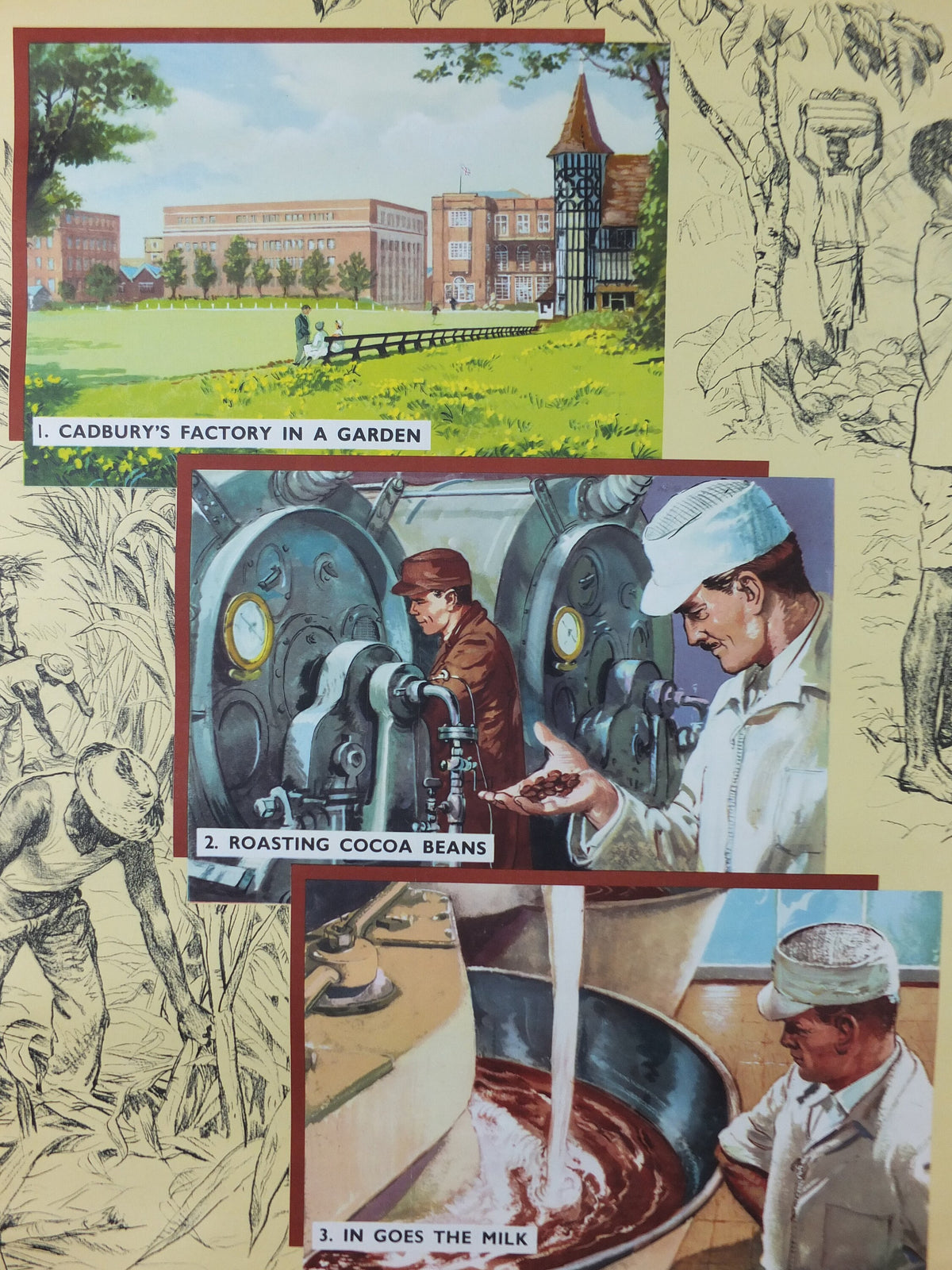 Original 1960s Cadbury Chocolate Poster, Chocolate making in Bournville, Cadburys Advertising, wall art retro decor