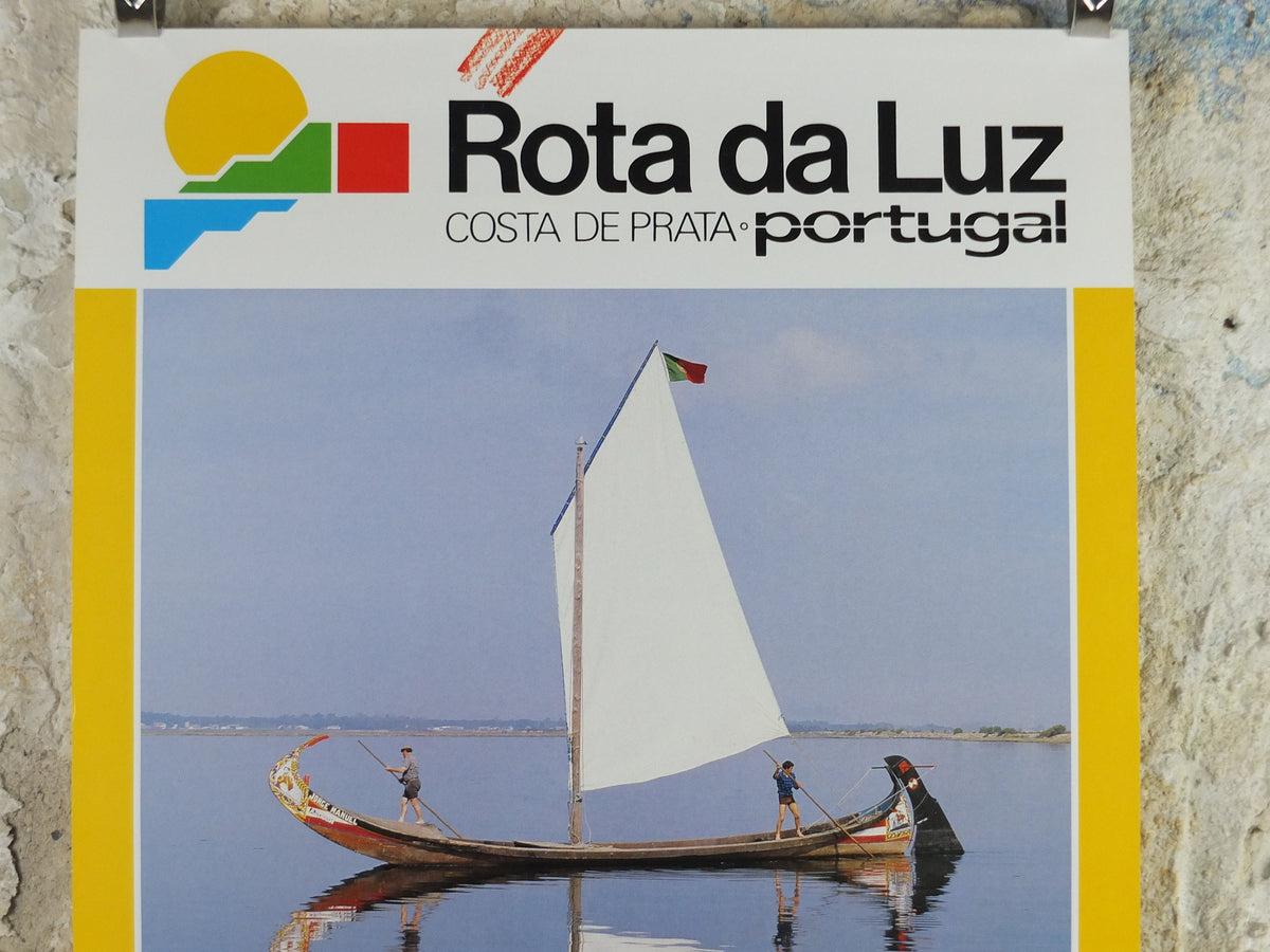 1980s Rota da Luz Poster, Costa de Prata, Vintage Portugal, Portuguese travel tourism, holiday vacation, wall art decor