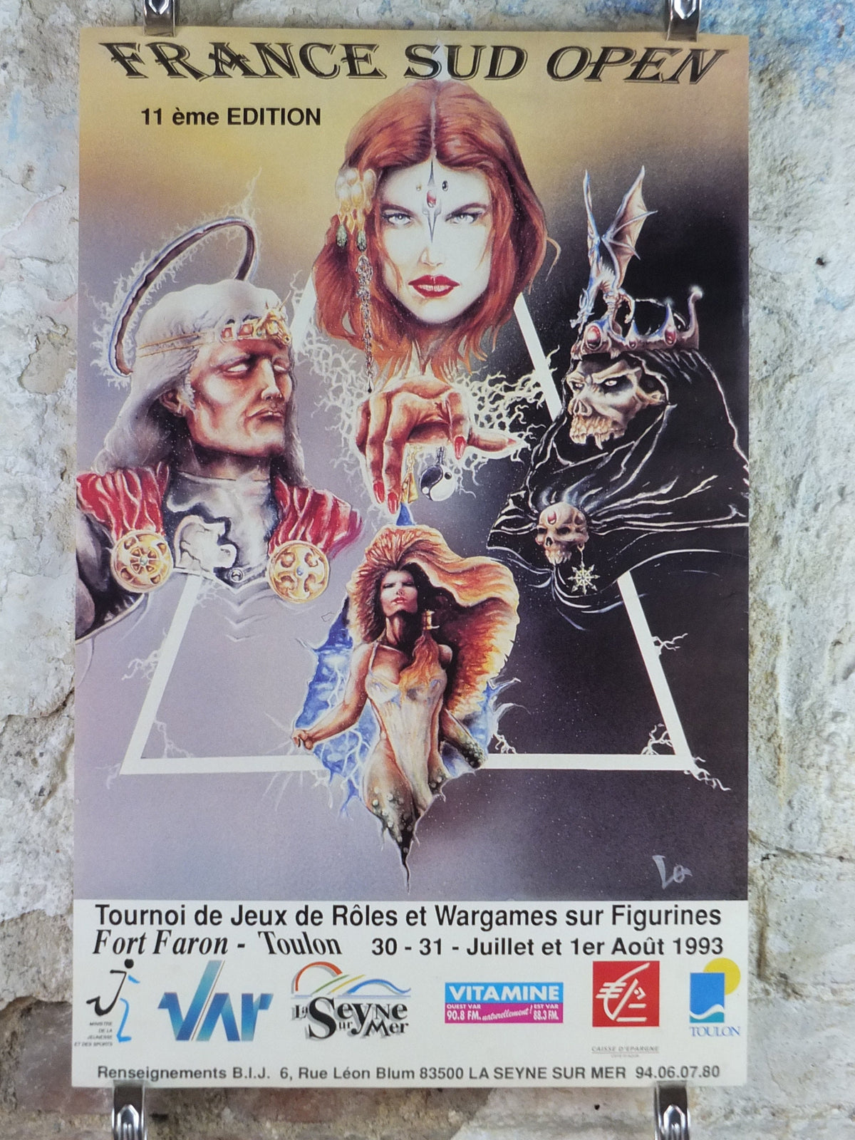 1993 French Roleplay, Wargame and Figurine Poster, from Toulon, Fort Faron, Tournoi de Jeux de Roles et Wargames fantasy wall art decor