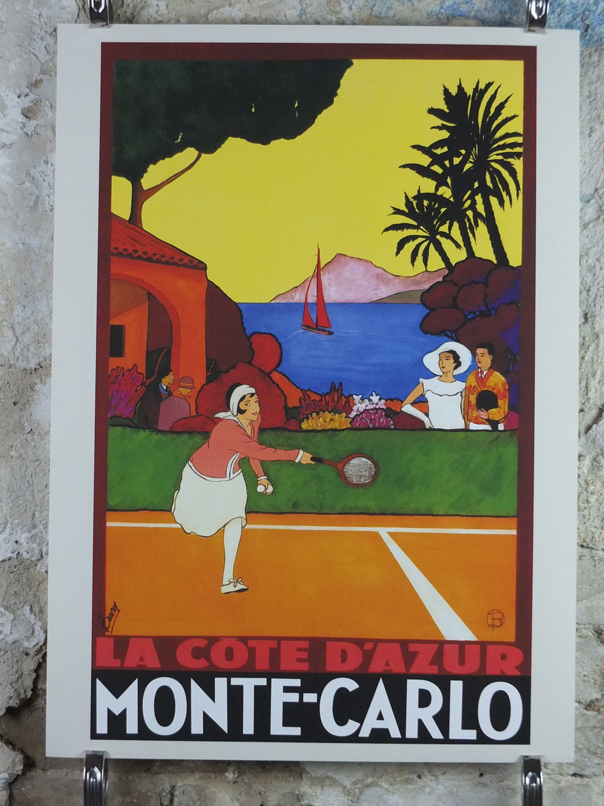 Tennis at La Cote D'Azur Poster, Monte Carlo, Cote D'Azur by Bruce, French reproduction from 1990s, art deco, wall art decor
