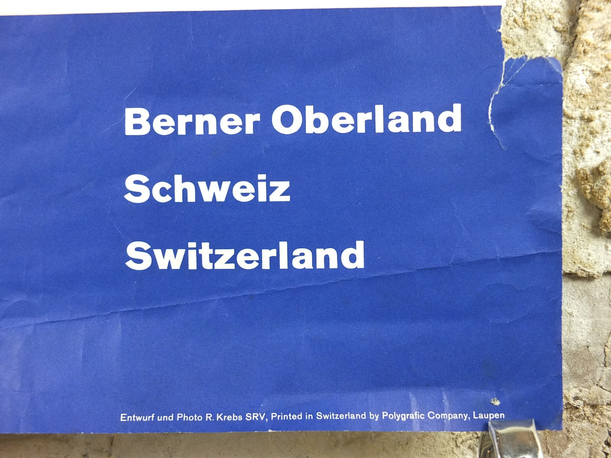 1960s Schilthornbahn Skiing Poster, Murren, Switzerland, Schweiz, Suisse, damaged, Piz Gloria Mountain, tourism vacation wall art decor