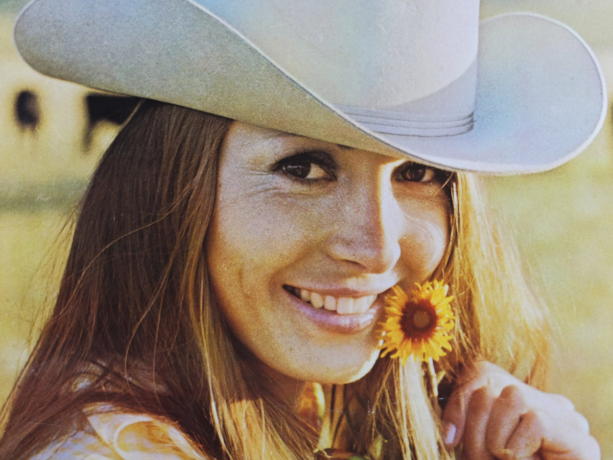1970s Air Canada Poster, Western Canada smiling Cowgirl holding a dandilion, tourism vacation wall art decor