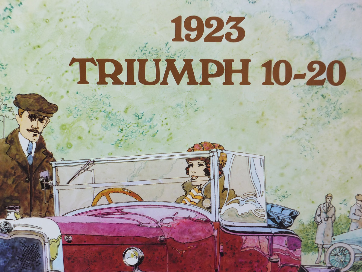 1973 Triumph 1923 10-20 Poster, from dealer showroom 50 years golden anniversary by Barry Lowe, 10/20 motorsport, sports car, wall art decor
