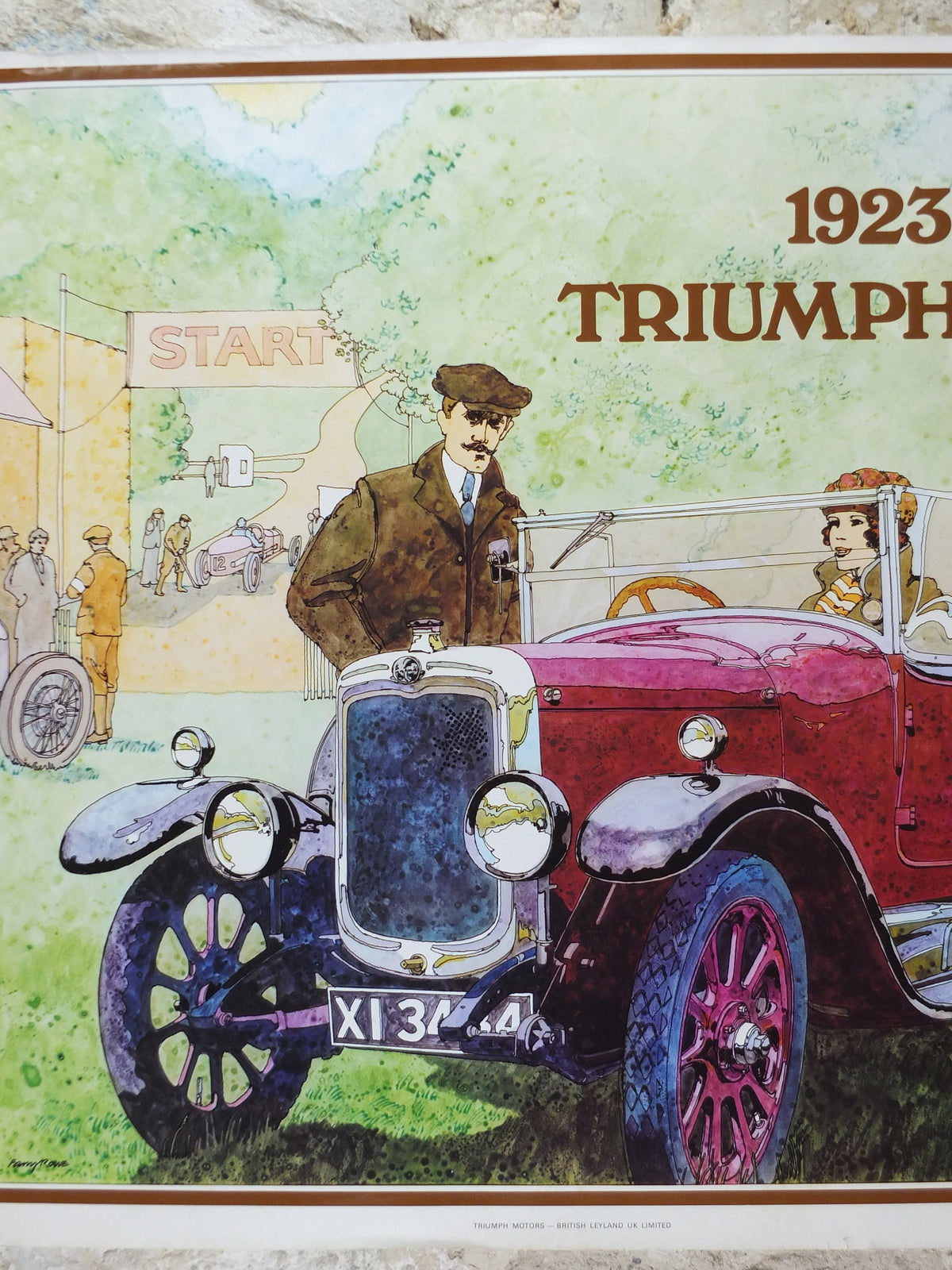 1973 Triumph 1923 10-20 Poster, from dealer showroom 50 years golden anniversary by Barry Lowe, 10/20 motorsport, sports car, wall art decor