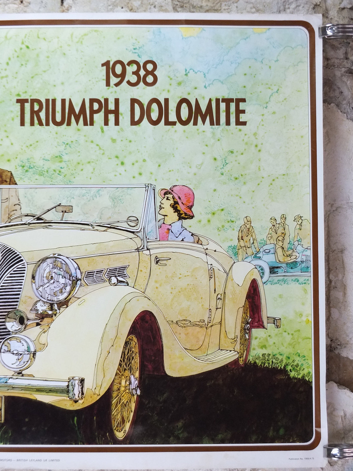 1973 Triumph 1938 Dolomite Poster, from dealer showroom 50 years golden anniversary by Barry Lowe, art deco, sports car, wall art decor