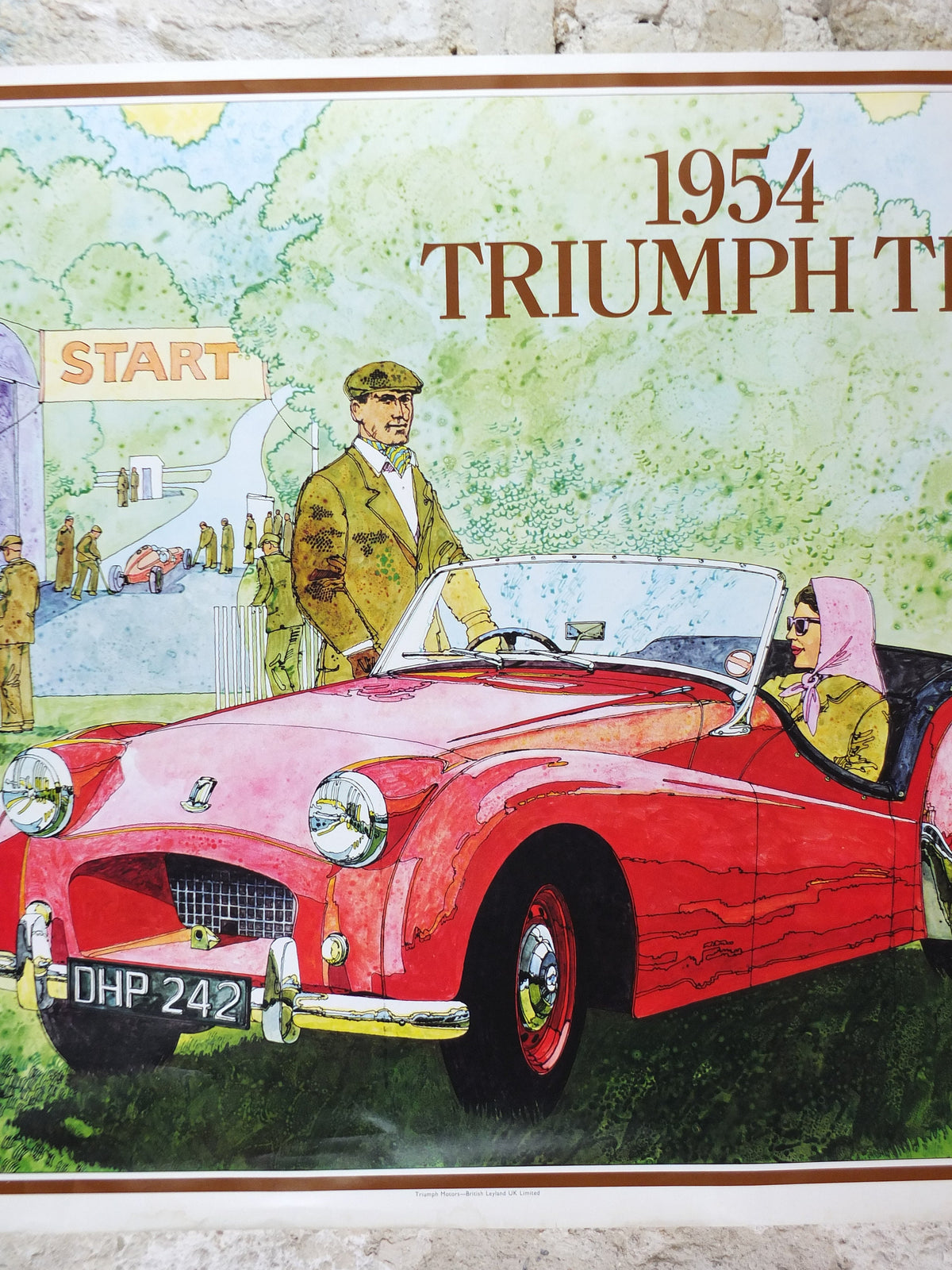 1973 Triumph 1954 TR2 Poster, from dealer showroom 50 years golden anniversary by Barry Lowe, TR 2, sports car, wall art decor