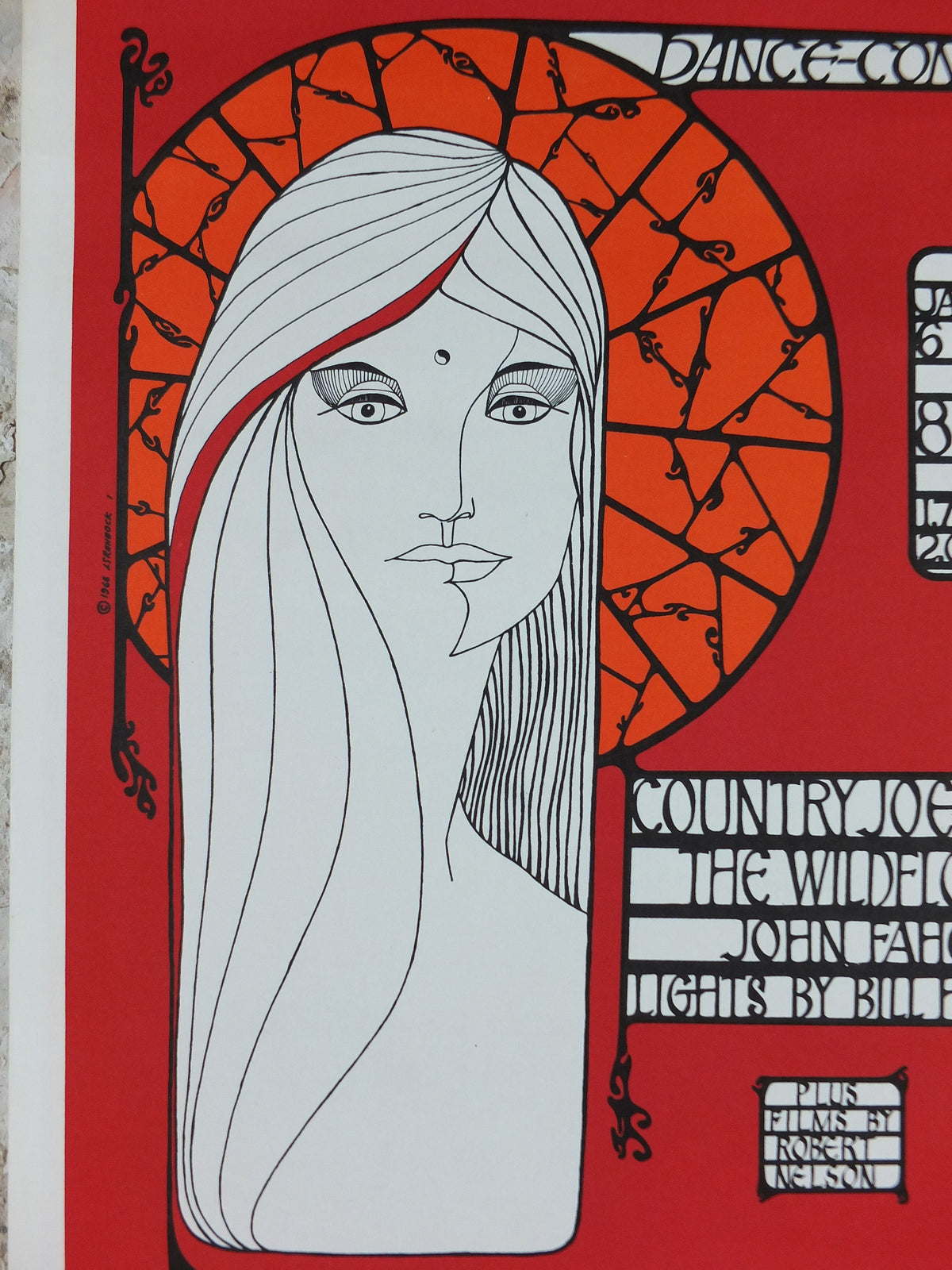 1967 Country Joe and the Fish Poster, Finnish Brotherhood Hall, Berkeley, San Francisco, Psychedelic folk rock music, wall art decor