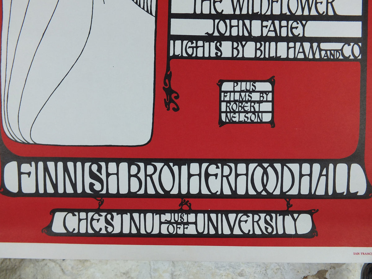 1967 Country Joe and the Fish Poster, Finnish Brotherhood Hall, Berkeley, San Francisco, Psychedelic folk rock music, wall art decor