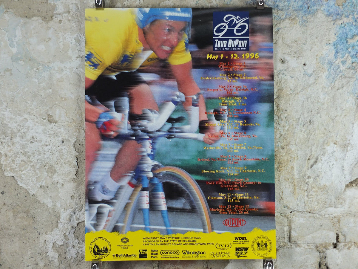 1996 Tour DuPont Cycling Poster, Georgia, North/South Carolina, racing bike, road racing, Mamil, wall art retro decor