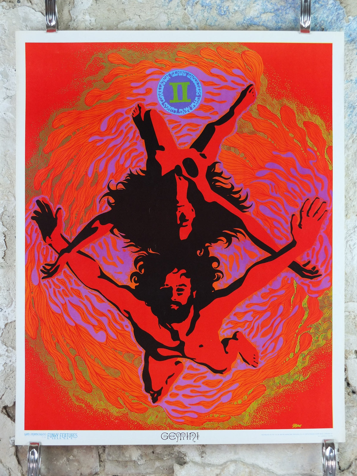 1967 Gemini Poster, Zodiac Astrology Star Sign, by Dick Moore, Funky Features, San Francisco, Psychedelic, Hippy New Age, wall art decor