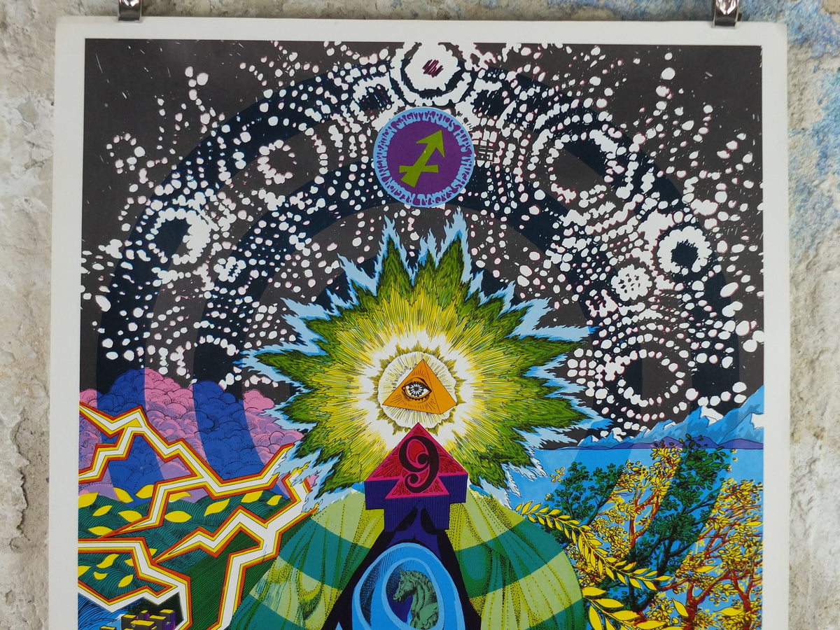 1967 Sagittarius Poster, Zodiac Astrology Star Sign, by Robert McClay, Funky Features, San Francisco, Psychedelic, Hippy, wall art decor