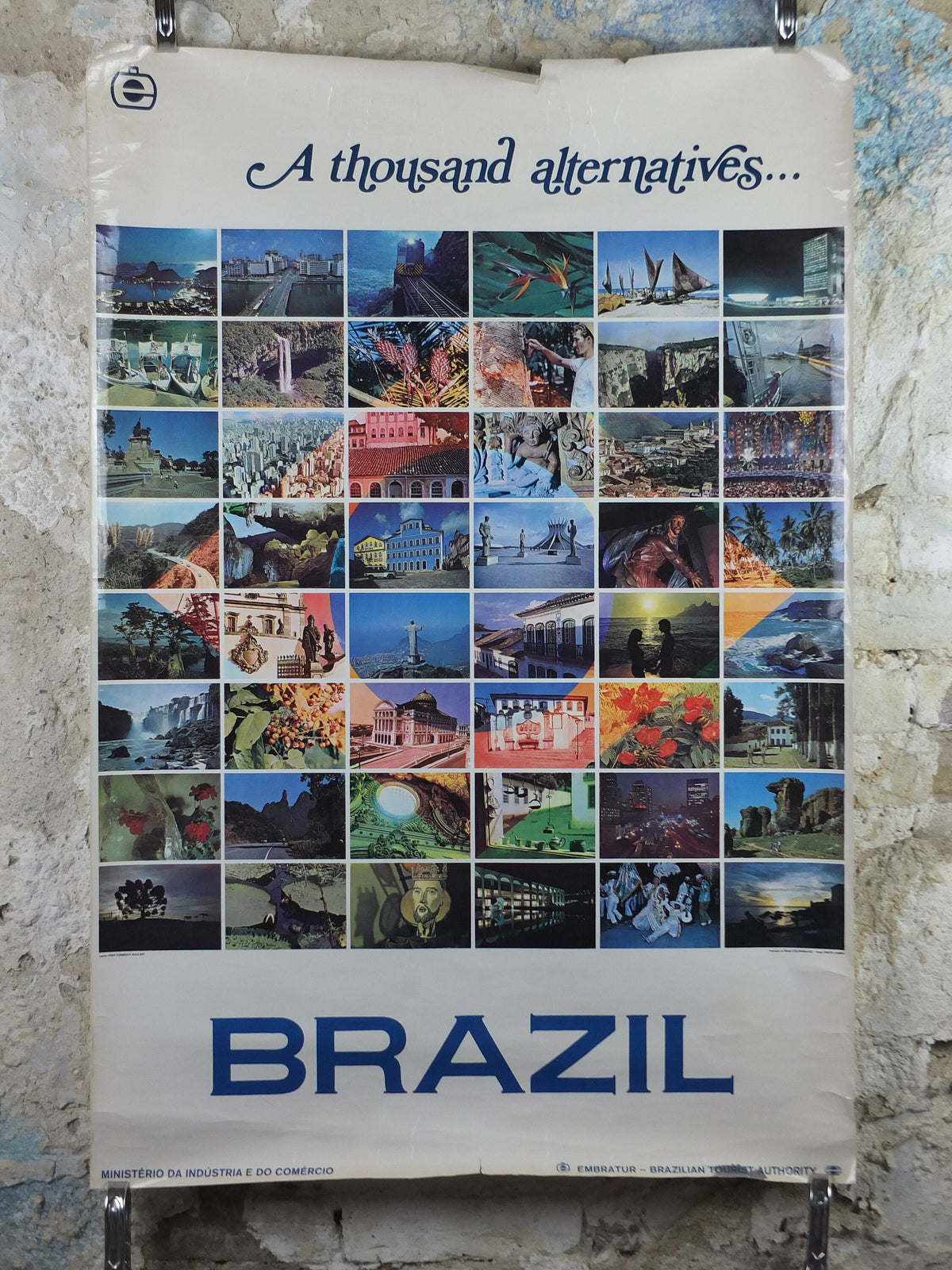 1970s Brazil Travel Poster, montage of sights from Brazil, Brazilian Tourist Authority, travel tourism, advertising print, wall art decor