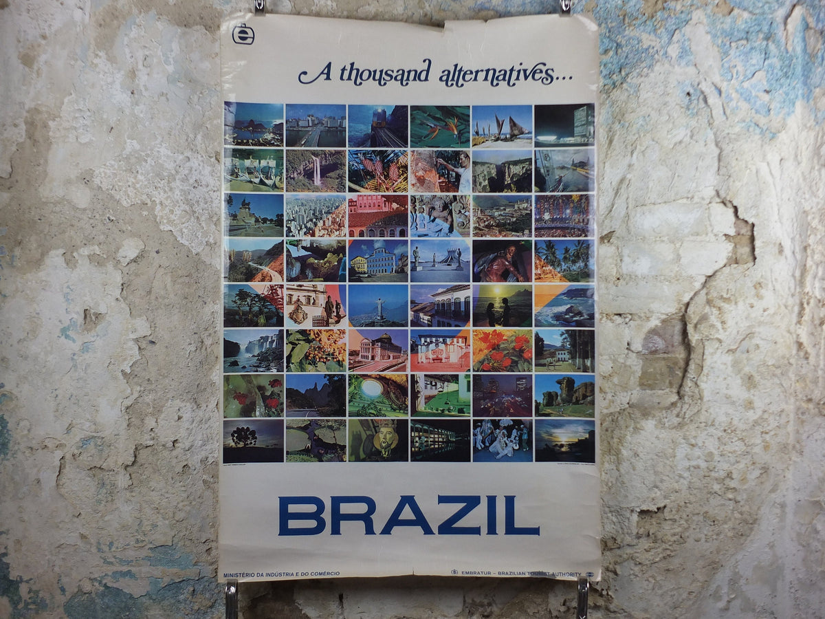 1970s Brazil Travel Poster, montage of sights from Brazil, Brazilian Tourist Authority, travel tourism, advertising print, wall art decor