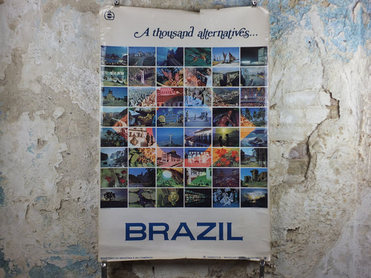1970s Brazil Travel Poster, montage of sights from Brazil, Brazilian Tourist Authority, travel tourism, advertising print, wall art decor