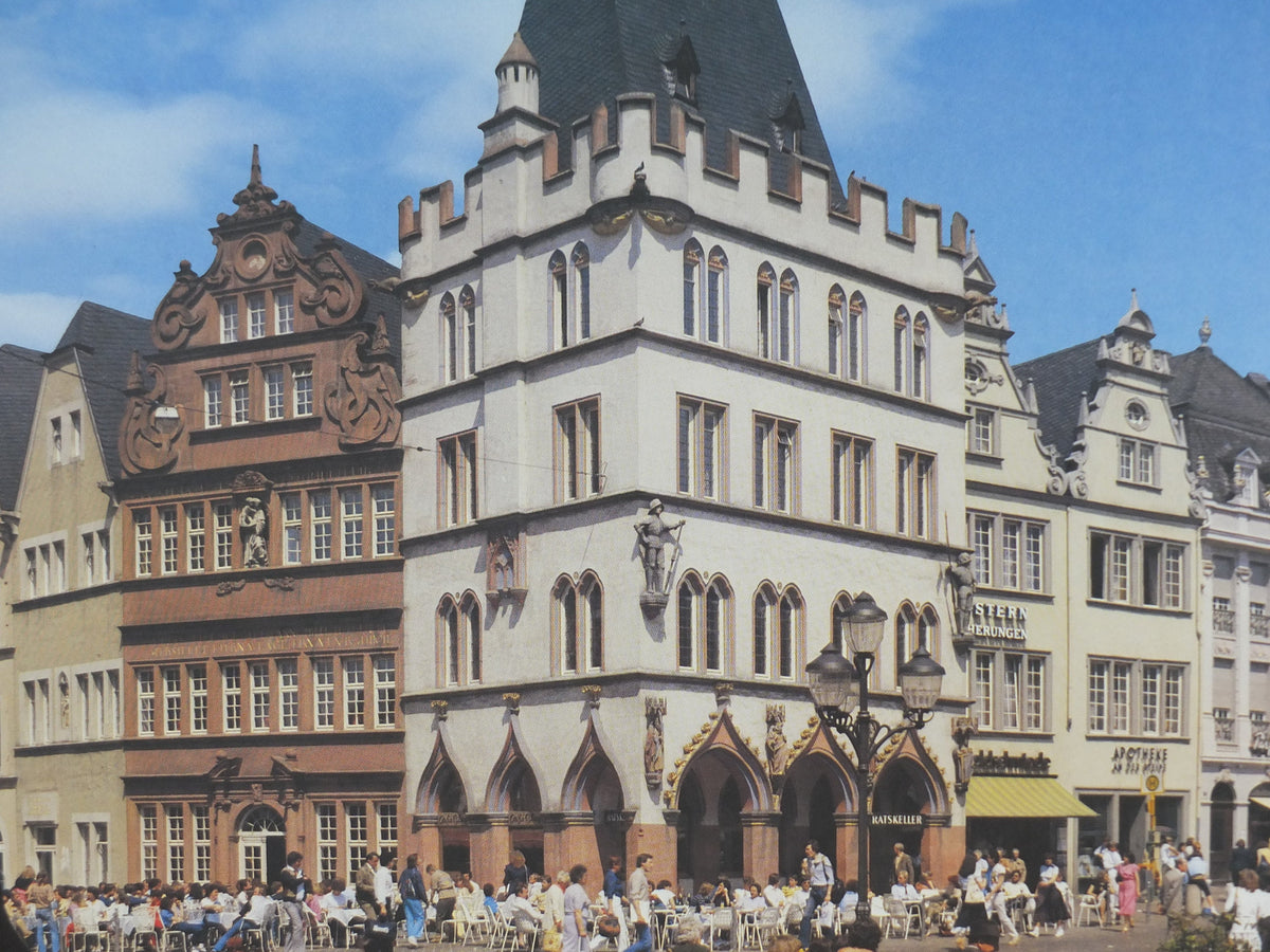 1970s Trier Travel Poster, medieval market square, Germany, Deutschland plakat, travel tourism holiday vacation wall art decor
