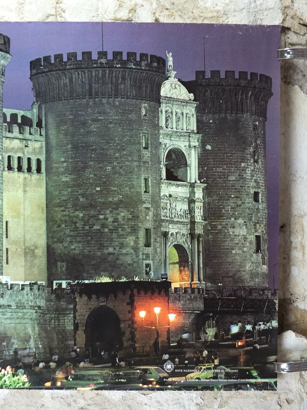 1980s Naples Travel Poster, Castel Nuovo, Napoli, Vintage Italian, Italy travel tourism, holiday vacation, wall art decor