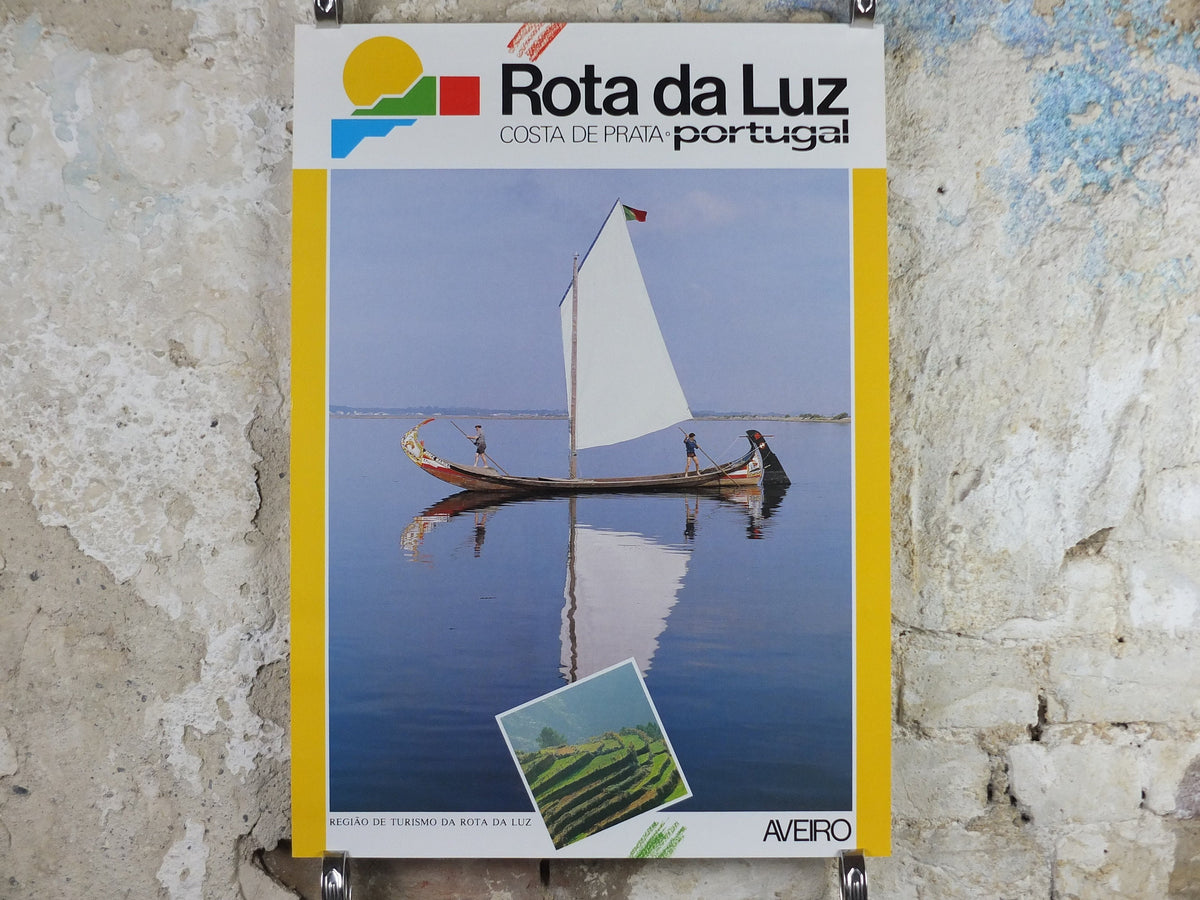 1980s Rota da Luz Poster, Costa de Prata, Vintage Portugal, Portuguese travel tourism, holiday vacation, wall art decor