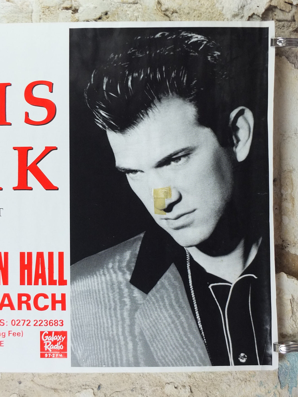 1989 Chris Isaak Concert Poster, Bristol Colston Hall, soft blues rock music, musical wall art decor