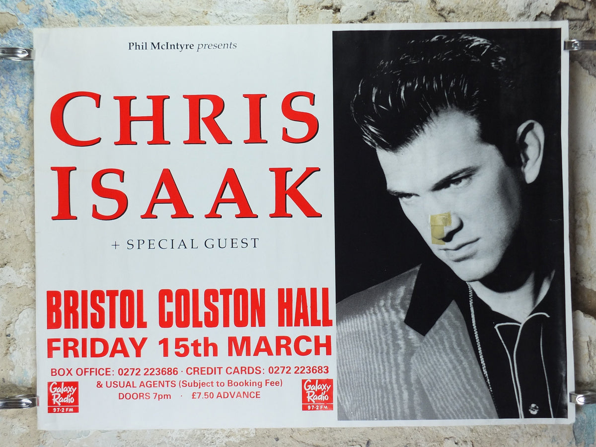 1989 Chris Isaak Concert Poster, Bristol Colston Hall, soft blues rock music, musical wall art decor