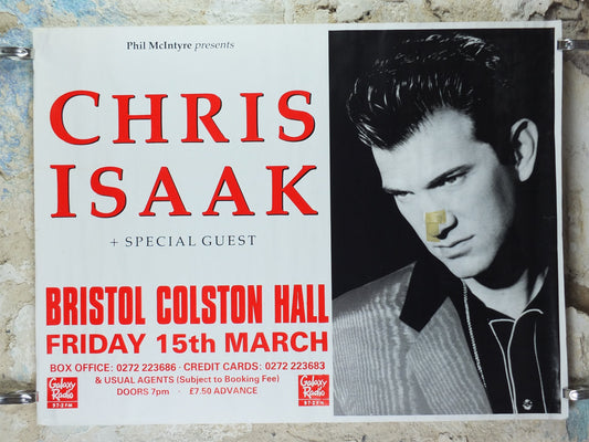 1989 Chris Isaak Concert Poster, Bristol Colston Hall, soft blues rock music, musical wall art decor