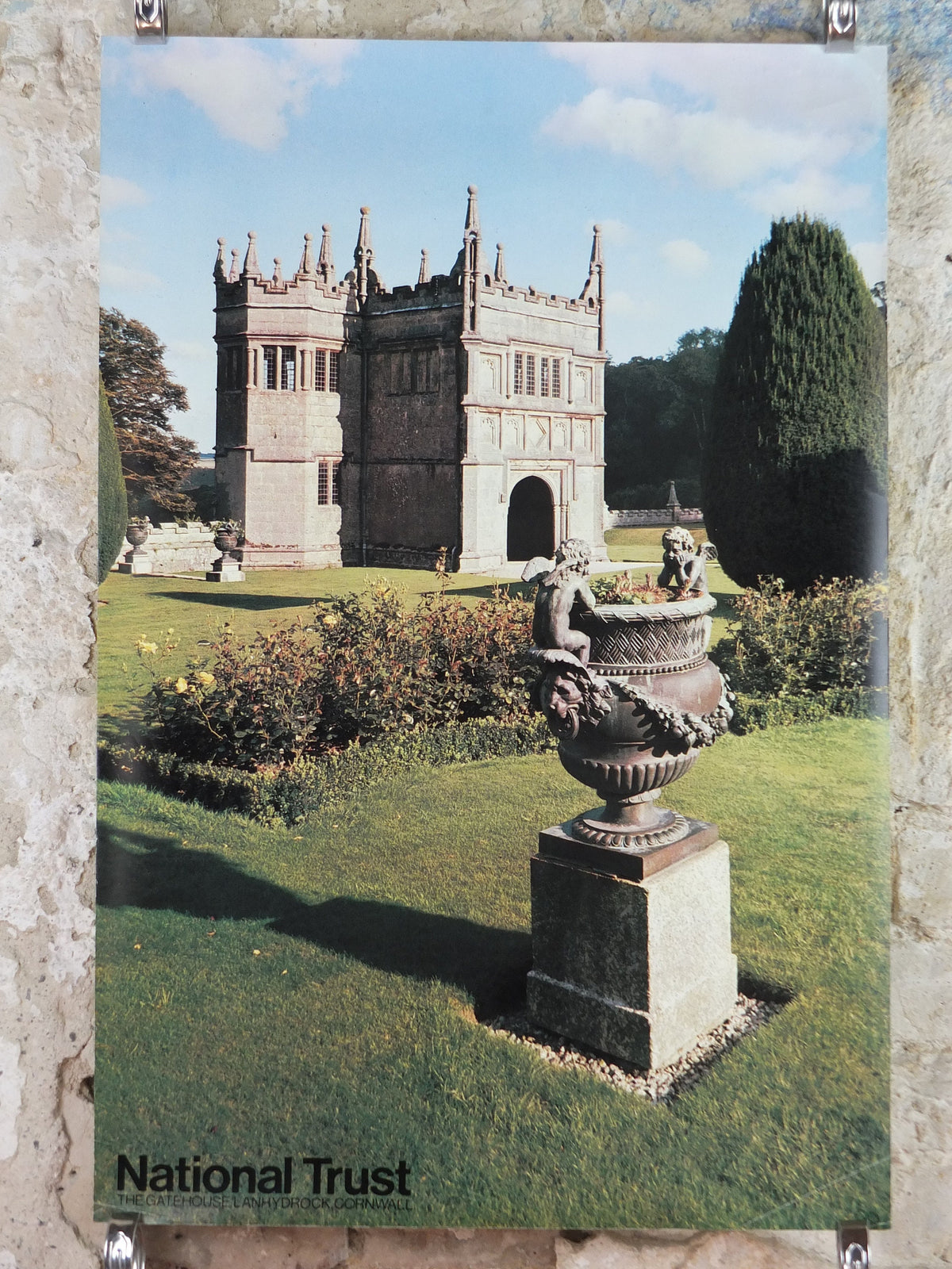 1970s Original National Trust Poster, The Gatehouse, Lanhydrock, Cornwall, England, heritage conservation, wall art retro decor
