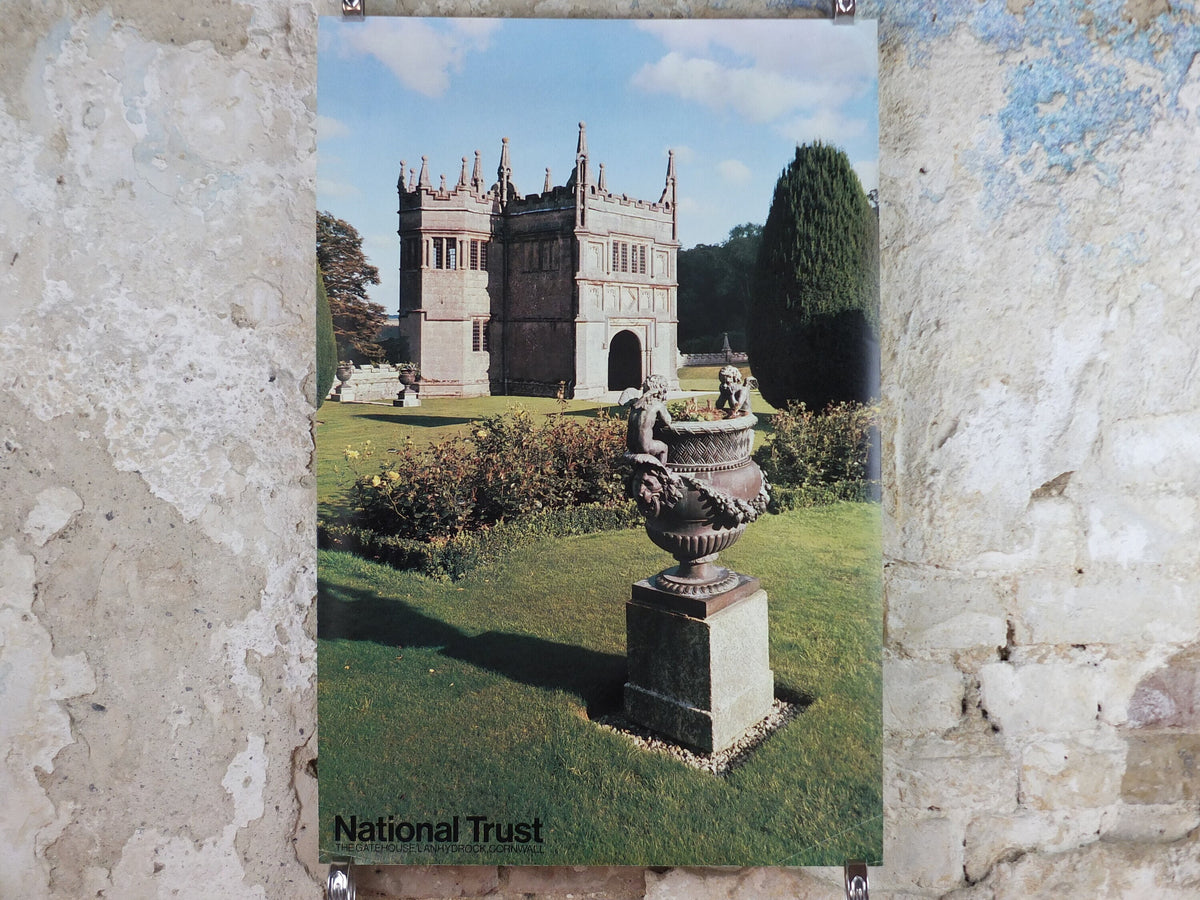 1970s Original National Trust Poster, The Gatehouse, Lanhydrock, Cornwall, England, heritage conservation, wall art retro decor