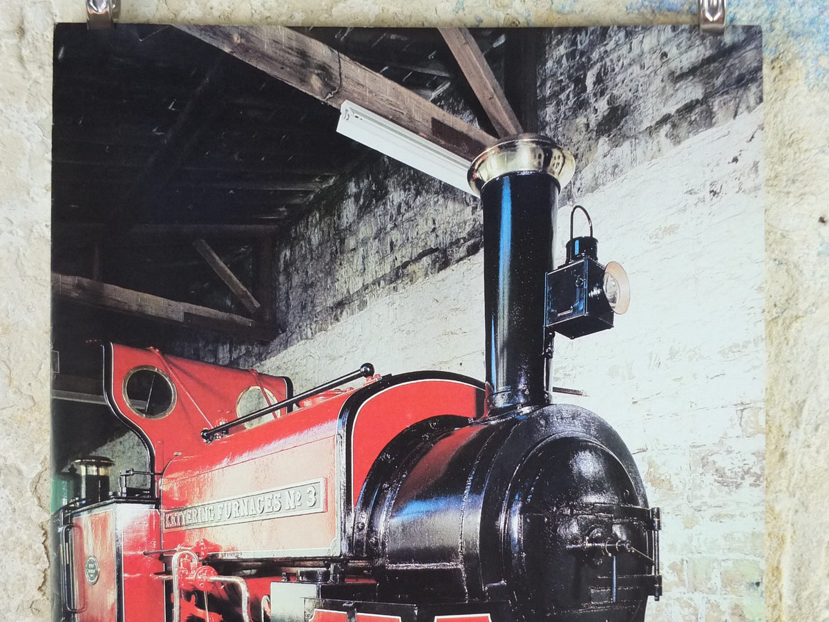 1970s Original National Trust Poster, Red Steam Train, Penrhyn Castle, Bangor, Gwynedd, Wales, heritage conservation, wall art retro decor