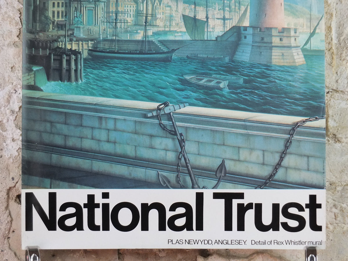 1970s Original National Trust Poster, Plas Newydd, Llanfairpwllgwyngyll, Anglesey, Wales, heritage conservation, wall art retro decor