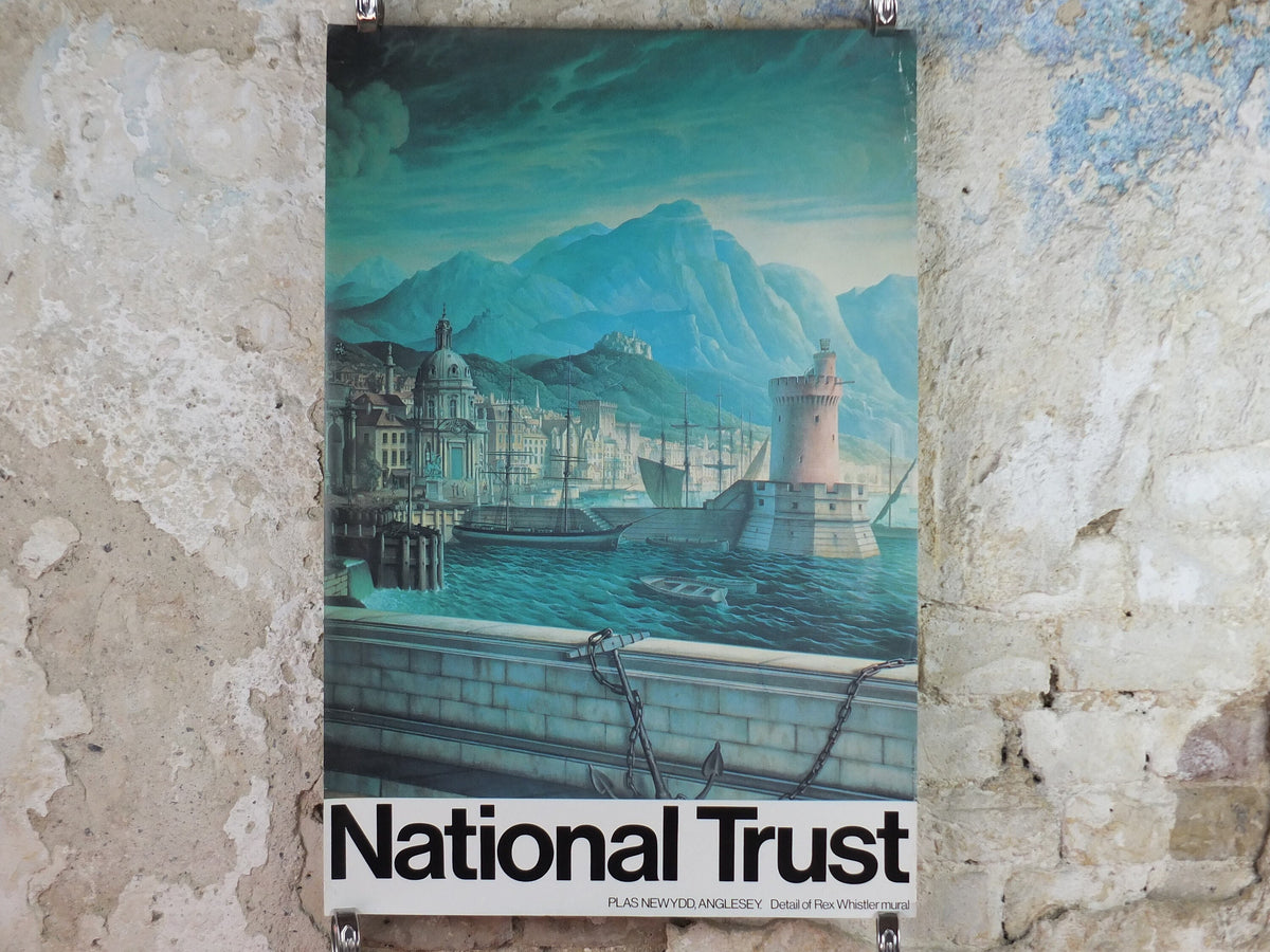 1970s Original National Trust Poster, Plas Newydd, Llanfairpwllgwyngyll, Anglesey, Wales, heritage conservation, wall art retro decor