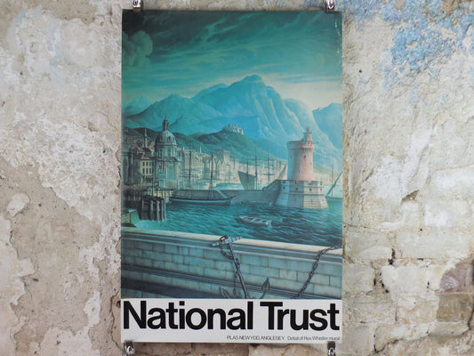 1970s Original National Trust Poster, Plas Newydd, Llanfairpwllgwyngyll, Anglesey, Wales, heritage conservation, wall art retro decor