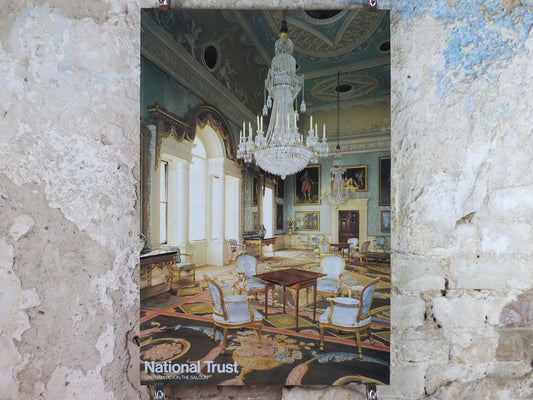 1970s Original National Trust Poster, The Saloon, Saltram House, Devon, West Country, England, heritage conservation, wall art retro decor