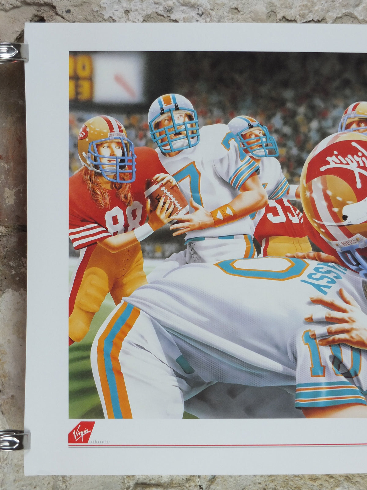 1990s Virgin Atlantic Miami Poster, by Brian Robson, United States, Dolphins 49ers Football, Gridiron, USA, Aviation, travel wall art decor