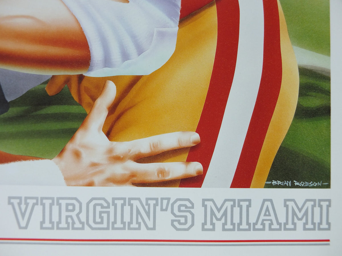 1990s Virgin Atlantic Miami Poster, by Brian Robson, United States, Dolphins 49ers Football, Gridiron, USA, Aviation, travel wall art decor