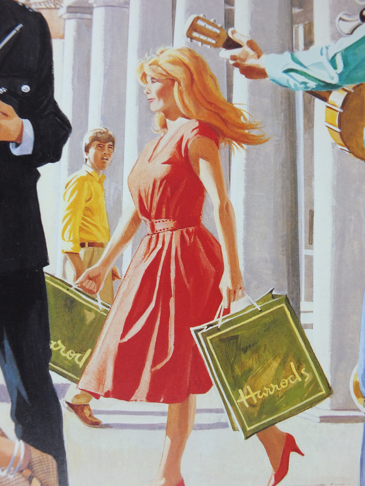 1990s Virgin Atlantic London Poster, by Paul Simmons, Double Decker Bus, United Kingdom, Great Britian, Aviation, travel wall art decor