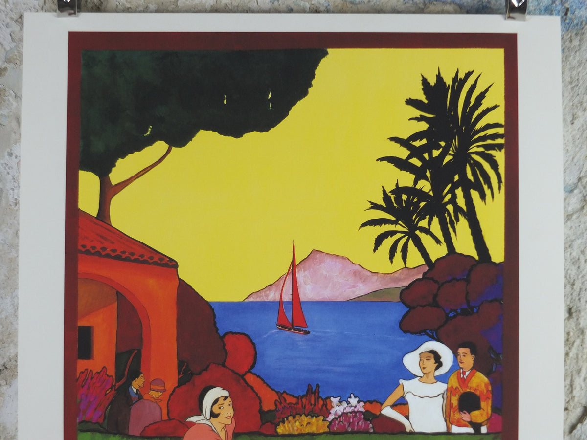 Tennis at La Cote D'Azur Poster, Monte Carlo, Cote D'Azur by Bruce, French reproduction from 1990s, art deco, wall art decor