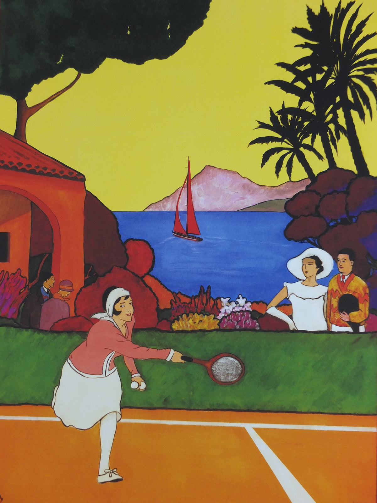 Tennis at La Cote D'Azur Poster, Monte Carlo, Cote D'Azur by Bruce, French reproduction from 1990s, art deco, wall art decor