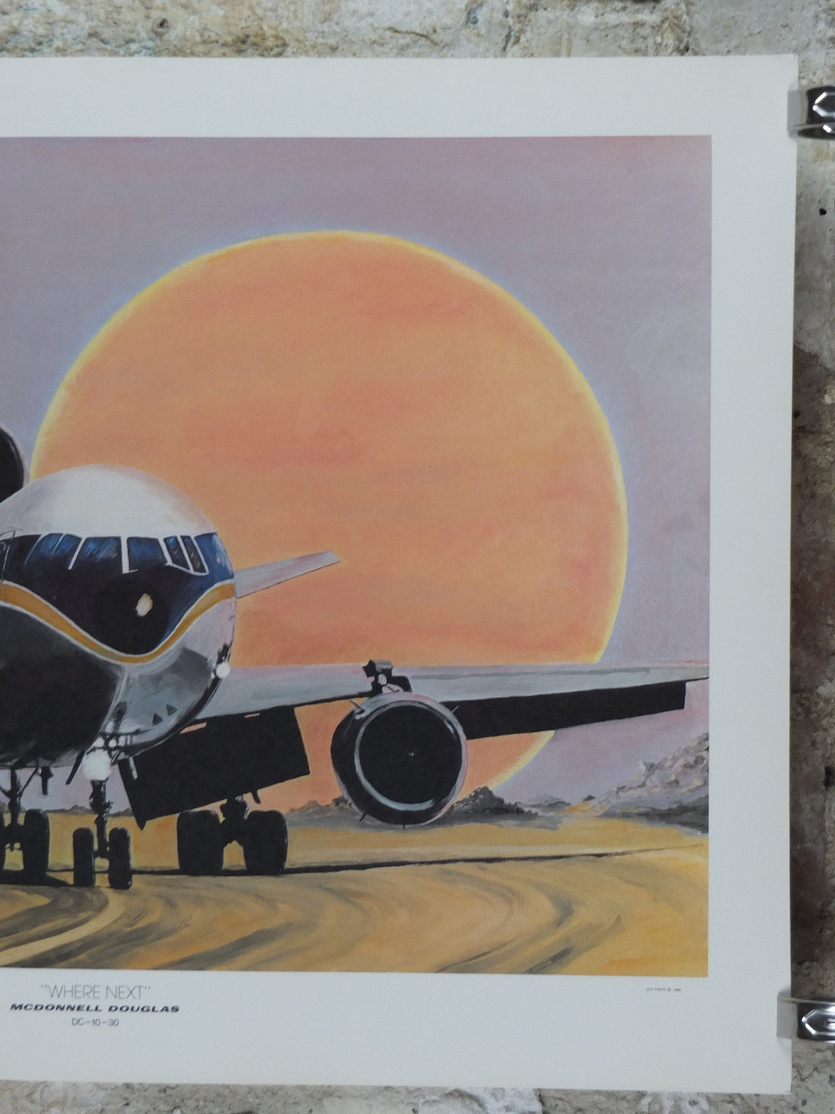 1980 DC10 McDonnell Douglas Poster, British Caledonian "Where Next?" by F Vernon, DC-10-30, Aviation, travel wall art decor