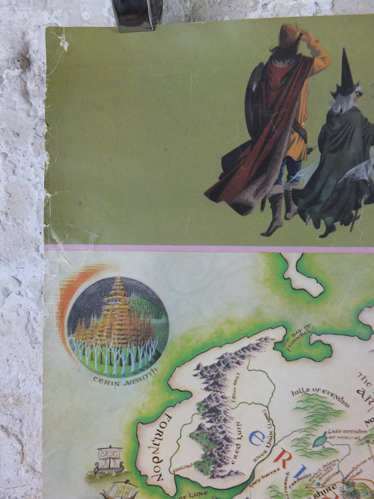 1977 Pauline Baynes Map of Middle Earth Poster, J.R.R. Tolkien, Lord of the Rings, The Hobbit, Third Age, fantasy wall art decor