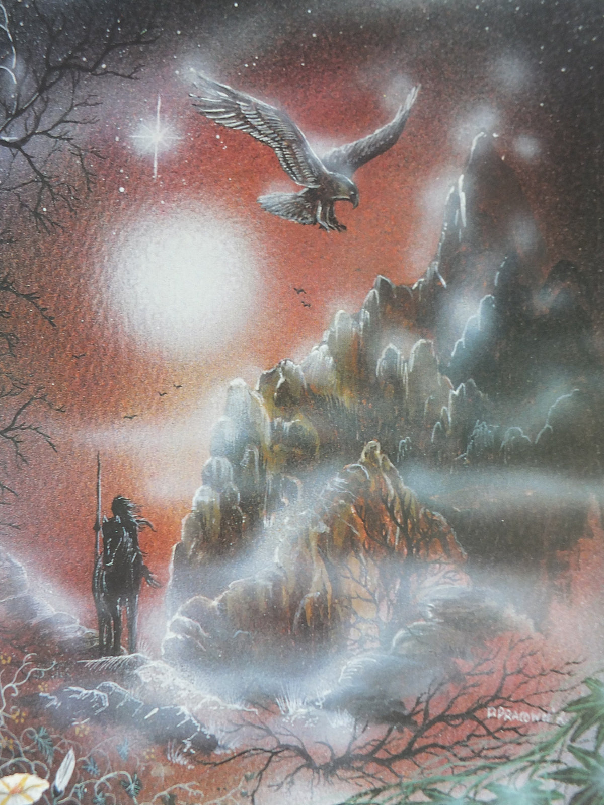 1990s The Four Elements Poster, by Peter Pracownik, Earth Sea Air Fire Wind, from Rhiannon Press, fantasy fiction wall art decor