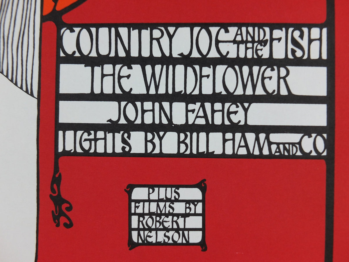 1967 Country Joe and the Fish Poster, Finnish Brotherhood Hall, Berkeley, San Francisco, Psychedelic folk rock music, wall art decor