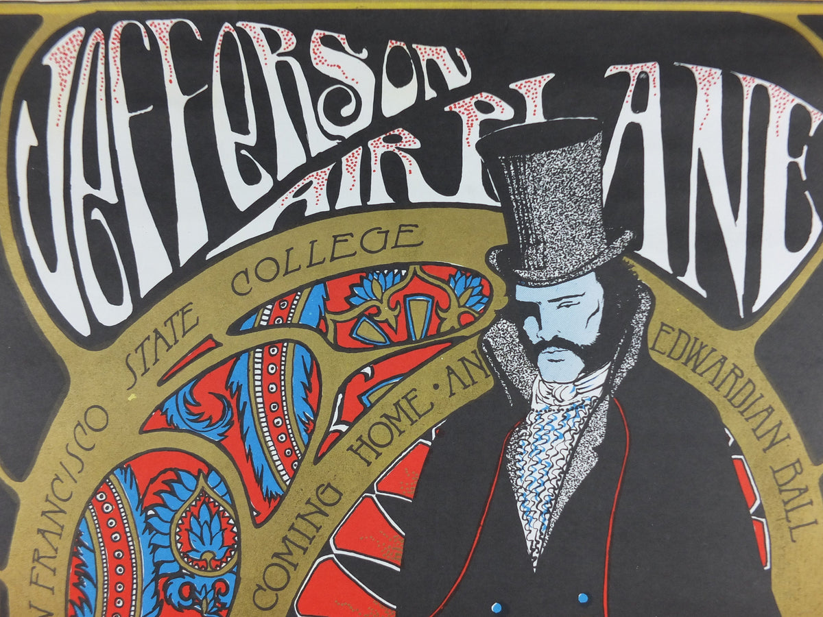 1966 Jefferson Airplane Poster, Fillmore, Home Coming Dance, Berkeley University, San Francisco, Psychedelic folk rock music, wall art decor